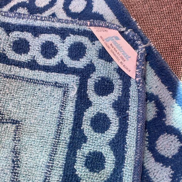 Vintage 70's Fieldcrest Sculpted Washcloth Blue USA Floral - Picture 6 of 7